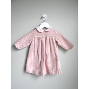 Vintage 80s/90s Jacadi Paris Pink Plaid Dress 12M